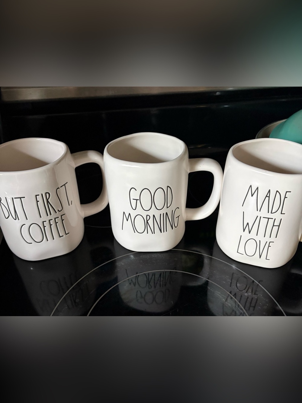 Rae Dunn White Ceramic Set of 3 Mugs